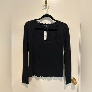 JCREW black square neck knit top - Size small